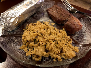 Venison Steak with Wild Rice and Corn on the Cob