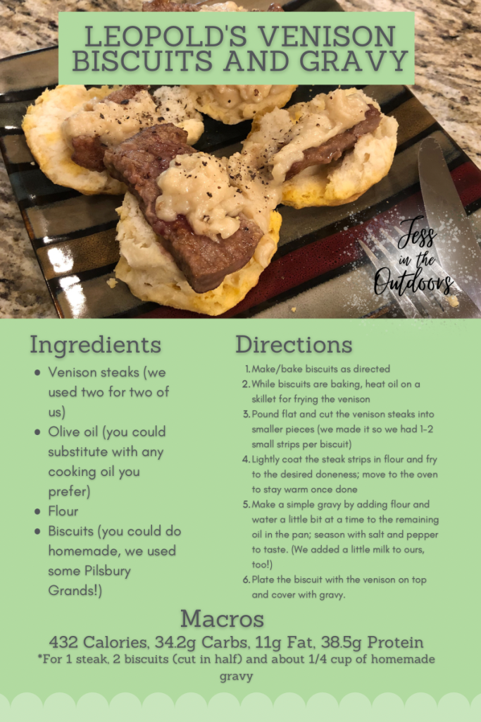 Recipe card for venison biscuits and gravy